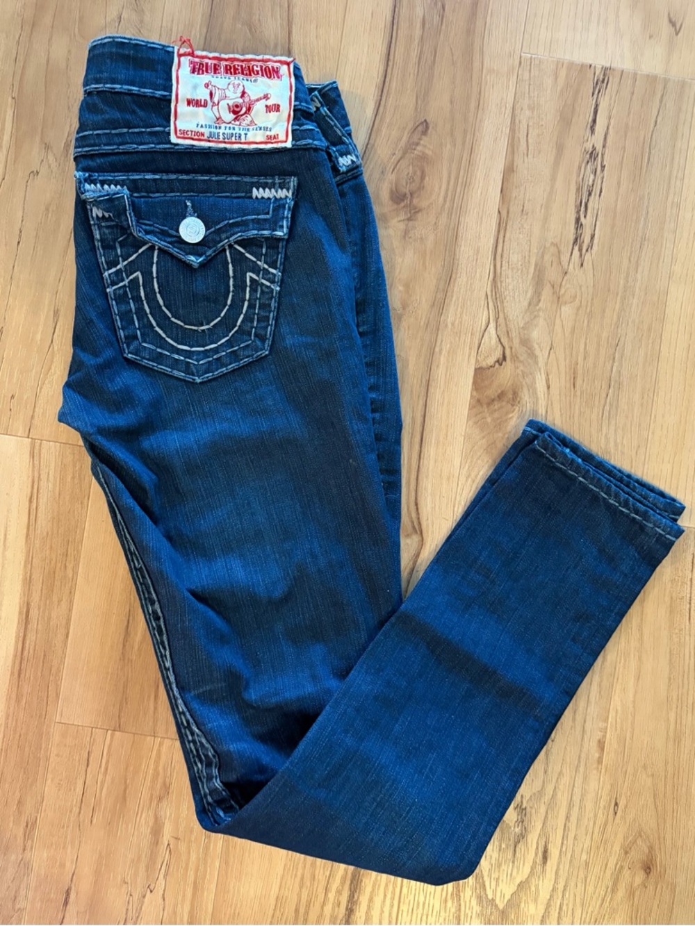 True Religion Women's Indigo Skinny Jeans with Signature Back Pocket